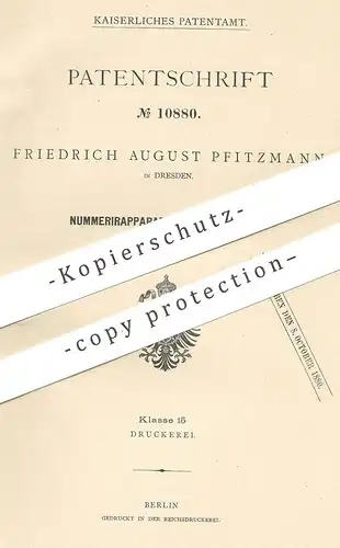 original Patent - Friedrich August Pfitzmann , Dresden , 1880 , Nummerierung am Baumstamm | Bäume nummerieren | Zählwerk