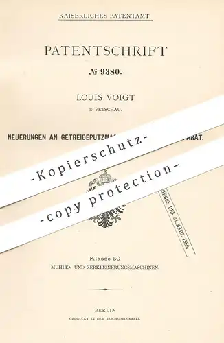 original Patent - Louis Voigt , Vetschau , 1879 , Getreideputzmaschine mit Bürsten | Getreide | Bürste | Mühle , Mühlen