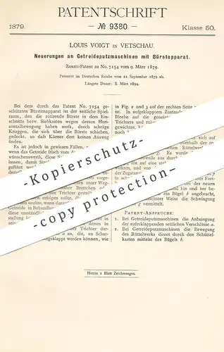 original Patent - Louis Voigt , Vetschau , 1879 , Getreideputzmaschine mit Bürsten | Getreide | Bürste | Mühle , Mühlen