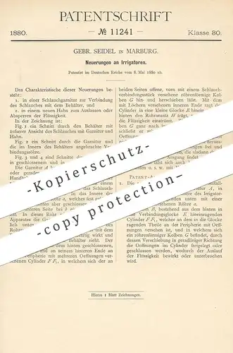 original Patent - Gebrüder Seidel , Marburg , 1880 , Irrigator , Irrigatoren | Arzt , Gesundheit , Krankenhaus , Medizin