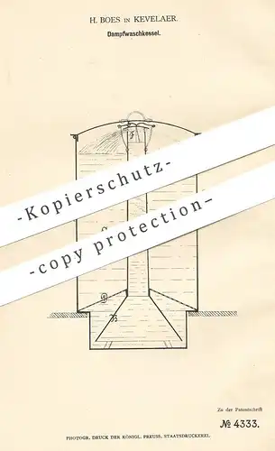 original Patent - H. Boes , Kevelaer 1878 , Dampfwaschkessel | Dampf Waschkessel | Wäschekessel , Kessel , Wasserkessel