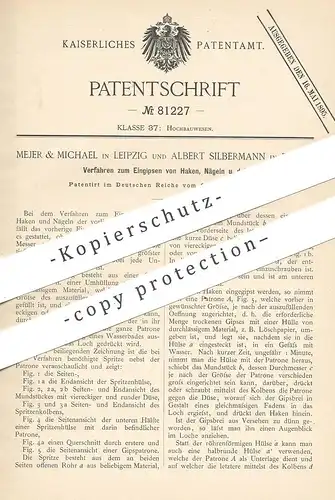 original Patent - Mejer & Michael , Leipzig | Albert Silbermann , Berlin | Eingipsen von Haken , Nagel | Nägel | Gips !!