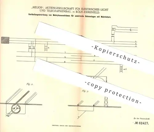 original Patent - Helios AG für Elektrisches Licht & Telegraphenbau , Köln / Ehrenfeld , 1888 , elektrische Bahnanlagen