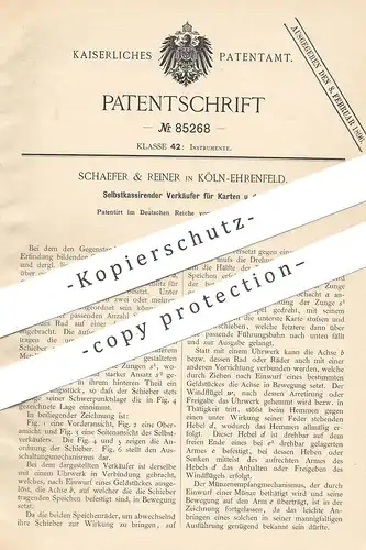 original Patent - Schaeffer & Reiner , Köln / Ehrenfeld , 1895 , Automat für Karten | Verkaufsautomat , Fahrkarten !!!