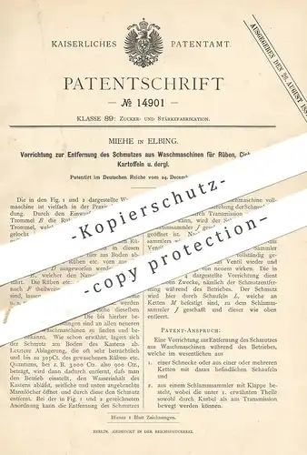 original Patent - Miehe , Elbing , 1880 , Reinigen der Waschmaschinen für Rüben , Kartoffeln | Zucker , Zuckerfabrik !