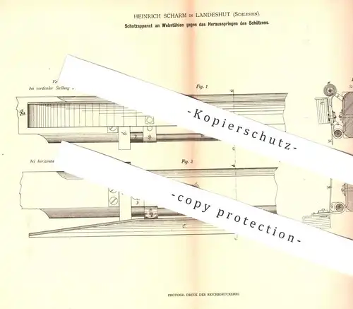 original Patent - Heinrich Scharm , Landeshut , Schlesien , 1879 , Schutz am Webstuhl | Webstühle , Weber , Weben !!!