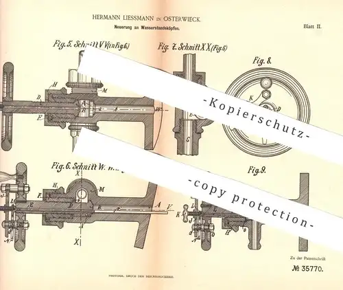 original Patent - Hermann Liessmann , Osterwieck , 1885 , Wasserstandskopf | Kessel , Dampfkessel , Wasserkessel !!!