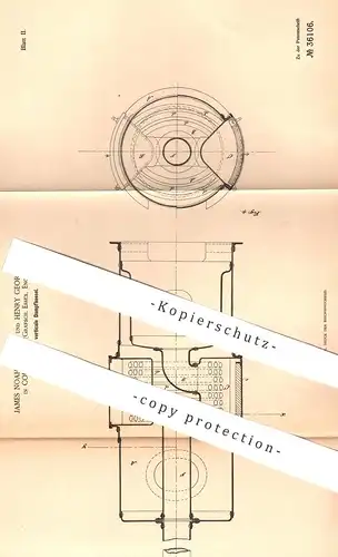 original Patent - James Noah Paxman , Henry George Plane , Colchester , Essex , England | 1885 , vertikaler Dampfkessel