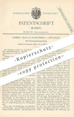 original Patent - Gabriel Nicolas Schoenberg , Boulogne , 1883 , Reibungskupplung | Kupplung , Eisenbahn !!