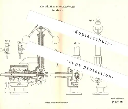 original Patent - Jean Bêché , Hückeswagen , 1885 , Regluator | Motor , Motoren , Kupplung , Kupplungen !!