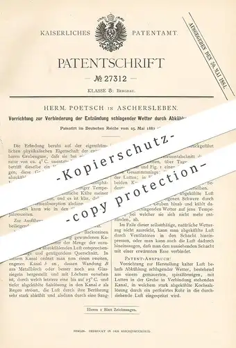 original Patent - Herm. Poetsch , Aschersleben , 1883 , Verhinderung der Entzündung schlagender Wetter | Bergbau !!!