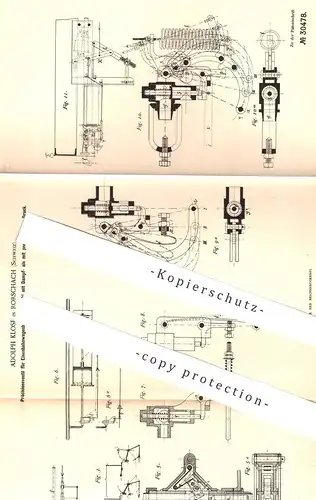 original Patent - Adolph Klose , Rorschach , Schweiz , 1883 , Ventil für Eisenbahnwagenbremsen | Eisenbahn - Bremsen