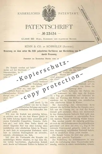 original Patent - Kühn & Co. , Schmölln , 1882 ,  Steinnussknöpfe durch Pressung | Knopf , Knöpfe !!!