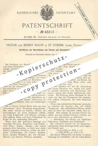 original Patent - Victor u. Ernest Rouff , St. Etienne , Loire , Frankreich , 1887 , Darst. von Chrom u. Chromlegierung