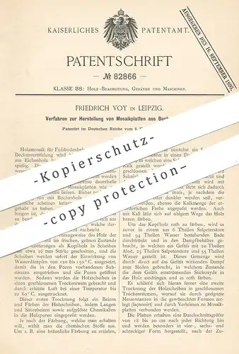 original Patent - Friedrich Voy , Leipzig , 1894 , Mosaikplatten aus Buchenkopfholz | Buchenholz , Holz , Mosaik !!!