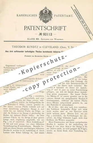 original Patent - Theodor Kundtz , Cleveland , Ohio , USA , 1896 , Holz - Felge für Fahrrad | Fahrräder , Felgen | Rad