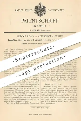 original Patent - Rudolf Röhr , Adlershof , Berlin , 1898 , Dampfüberhitzungsrohr | Dampfkessel - Rohr | Kessel , Röhren