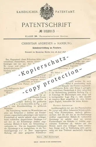 original Patent - Christian Andresen , Hamburg  1898 , Schutz am Fenster | Fensterbauer , Fensterbank | Zarge , Tischler