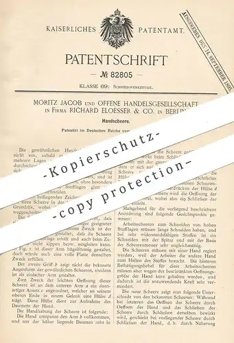 original Patent - Moritz Jacob & OHG , Richard Eloesser & Co. , Berlin , 1895 , Handschere | Schere , Scheren , Werkzeug