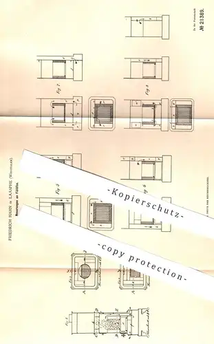 original Patent - Friedrich Hahn , Bad Laasphe / Westfalen  1881 , Füllofen | Ofen , Öfen , Ofenbauer , Heizung Feuerung