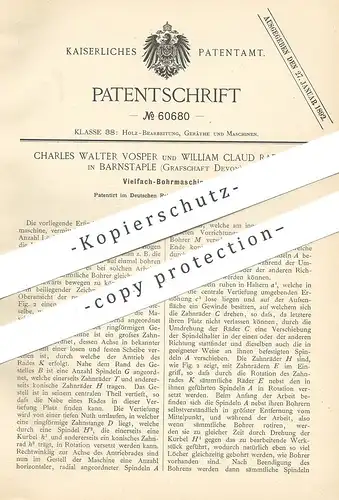 original Patent - Charles Walter Vosper , William Claud Rafarel , Barnstaple , Devon , Exeter | 1891 , Bohrmaschine