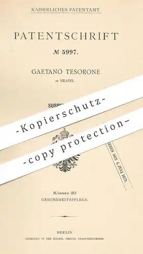 original Patent - Gaetano Tesorone , Neapel , Italien , 1878 , Suspensorium | Medizin , Arzt , Krankenhaus , Gesundheit
