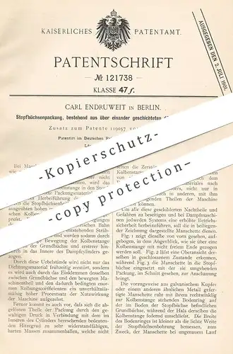 original Patent - Carl Endruweit , Berlin , 1900 , Stopfbüchsenverpackung | Stopfbüchse | Lokomotive , Schiff , Kolben