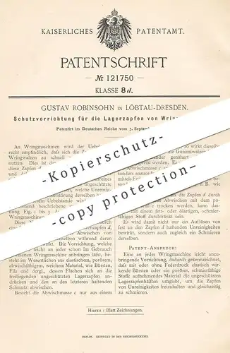 original Patent - Gustav Robinsohn , Dresden / Löbtau , 1899 , Schutz für Lagerzapfen von Wringmaschinen | Walzen Mangel