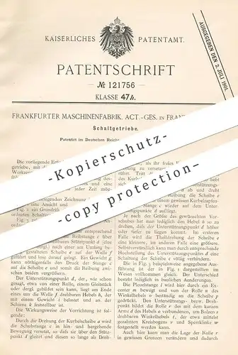 original Patent - Frankfurter Maschinenfabrik AG Frankfurt / Main , 1900 , Schaltgetriebe | Getriebe , Motor , Motoren