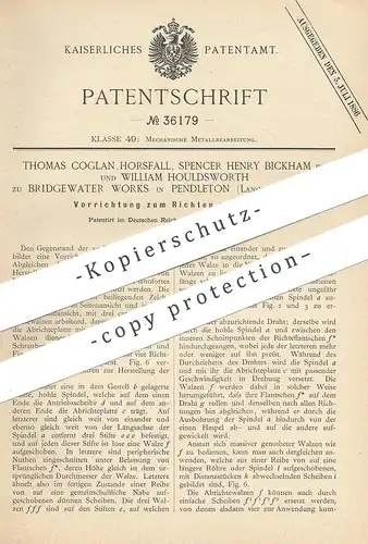 original Patent - Thomas Coglan Horsfall, Spencer H. Bickham , W. Houldsworth zu Bridgewater Works , Pendleton | Draht !