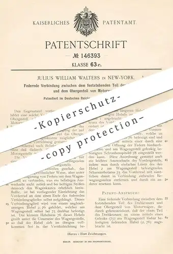 original Patent - Julius William Walters , New York , 1899 , Federnde Verbindung für Obergestell von Motorwagen | Auto