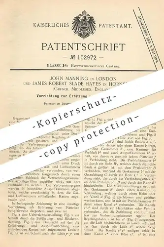 original Patent - John Manning , London , James Robert Slade Hayes | Hornsey Rise , England | Plätteisen , Bügeleisen