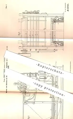 original Patent - Desbruères Frères , Paris , Frankreich , 1885 , Bedrucken von Stoff mit Längenmaßen | Schneider !!!