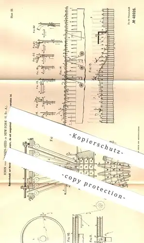 original Patent - John van Dussen-Reed , New York , USA 1888 , Rundwirkstuhl für Kulierware | Wirkstuhl , Strickmaschine