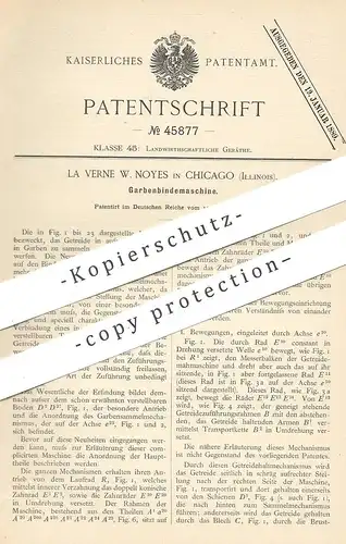 original Patent - La Verne W. Noyes , Chicago , Illinois , USA , 1887 , Garbenbindemaschine | Stroh , Getreide , Bauer