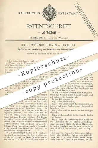 original Patent - Cecil Wegener Holmes , Leicester , 1894 , Herstellung der Fußtritte von Fahrrad - Tretkurbeln | Pedal