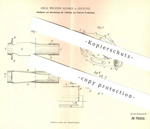 original Patent - Cecil Wegener Holmes , Leicester , 1894 , Herstellung der Fußtritte von Fahrrad - Tretkurbeln | Pedal