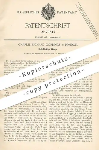 original Patent - Charles Richard Gorringe , London , England , 1894 , Waage | Waagen , Waagschale !!!