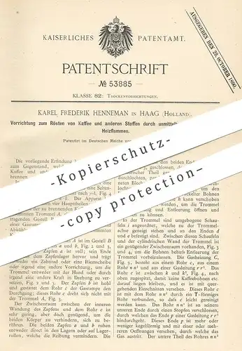 original Patent - Karel Frederik Henneman , Haag , Holland 1889 , Rösten von Kaffee | Kaffeebohnen , Röstung , Rösterei