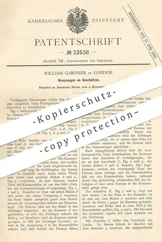 original Patent - William Gardner , London , England , 1882 , Geschütz | Geschütze | Waffen , Revolver , Gewehr , Pistol
