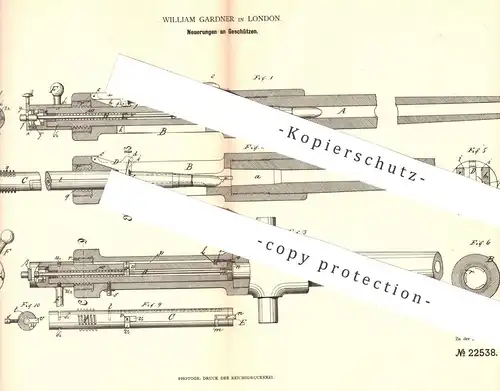 original Patent - William Gardner , London , England , 1882 , Geschütz | Geschütze | Waffen , Revolver , Gewehr , Pistol