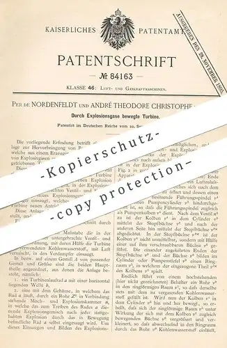 original Patent - Per de Nordenfeldt und André Theodore Christophe , Paris , 1894 , Durch Explosionsgase bewegte Turbine