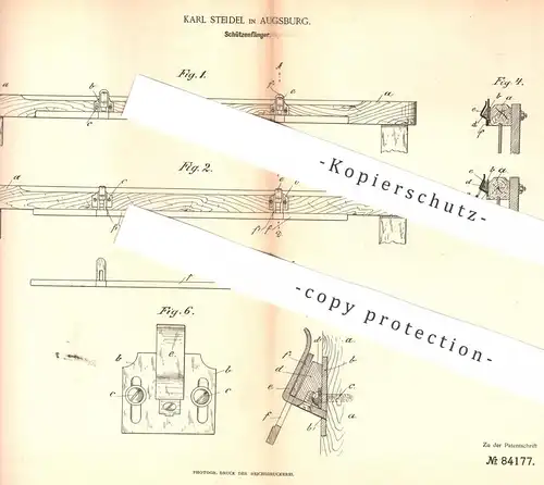 original Patent - Karl Steidel , Augsburg , 1895 , Schützenfänger | Webstuhl , Weber , Weben , Weberei !!!