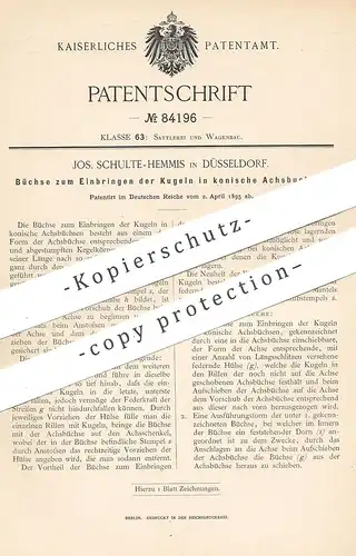 original Patent - Jos. Schulte-Hemmis , Düsseldorf , 1895 , Büchse für Kugeln in konische Achsbuchsen | Kugellager !!!