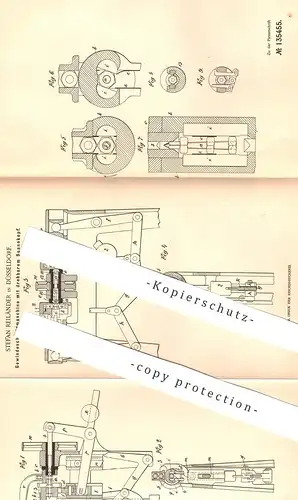 original Patent - Stefan Reiländer , Düsseldorf 1900 , Gewindeschneidmaschine m. drehbarem Spannkopf | Gewinde Schneider