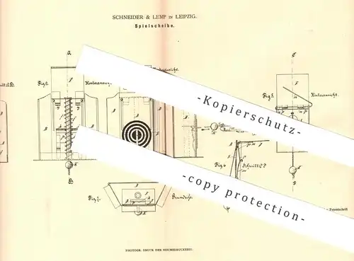 original Patent - Schneider & Lemp , Leipzig , 1882 , Spielscheibe | Schießscheibe | Schießen , Pfeil , Sport !!!