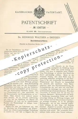 original Patent - Dr. Reinhold Walther , Dresden  1897 , Desinfektionsverfahren | Desinfektion | Desinfizieren , Medizin