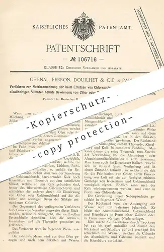 original Patent - Chenal , Ferron , Douilhet & Cie , Paris , Frankreich , 1898 , Gewinnung von Chlor oder Salzsäure !!