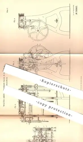 original Patent - Walter Aiken , Franklin Falls , USA , 1885 , Rundstrickmaschine | Rund - Strickmaschine , Stricken !!!