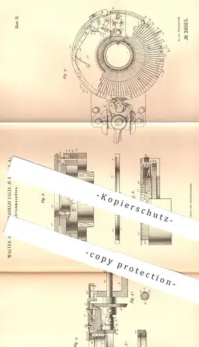 original Patent - Walter Aiken , Franklin Falls , USA , 1885 , Rundstrickmaschine | Rund - Strickmaschine , Stricken !!!